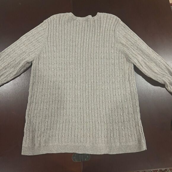 Croft & Barrow Cable Knit V-Neck Sweater Beige Size Medium Workwear No Size Tag - Picture 10 of 11